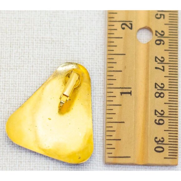 Vintage Abstract Black Geometric Triangular Clip On Earrings - D1 - Picture 2 of 2